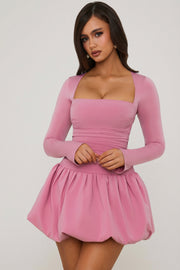 Oh Polly Viola 10900 mini robe manches longues mauve corset