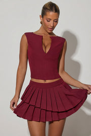 Oh Polly Nada mini jupe plissée rouge bordeaux taille basse