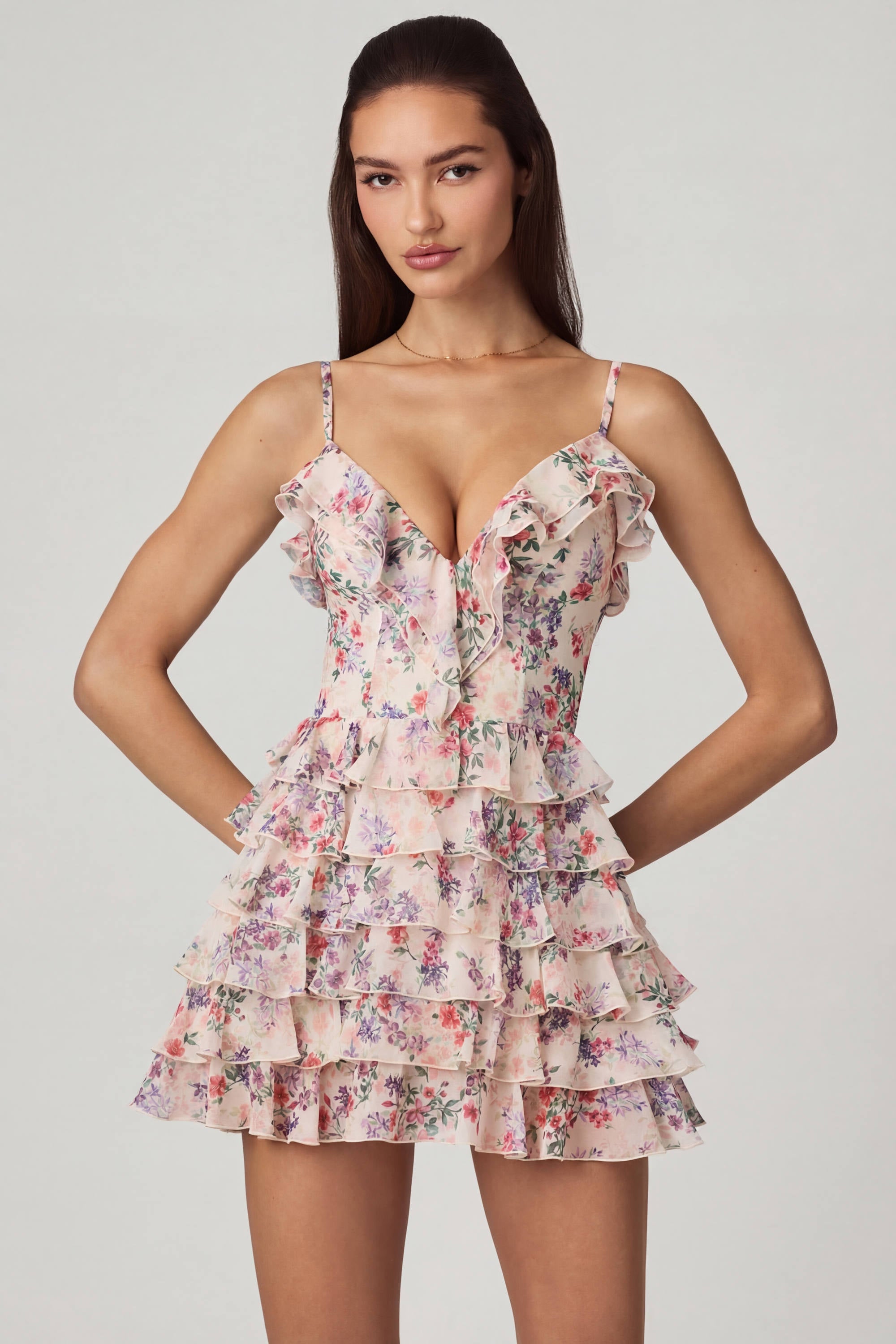 Oh Polly Lolina 13745A robe mini imprimé floral évasée