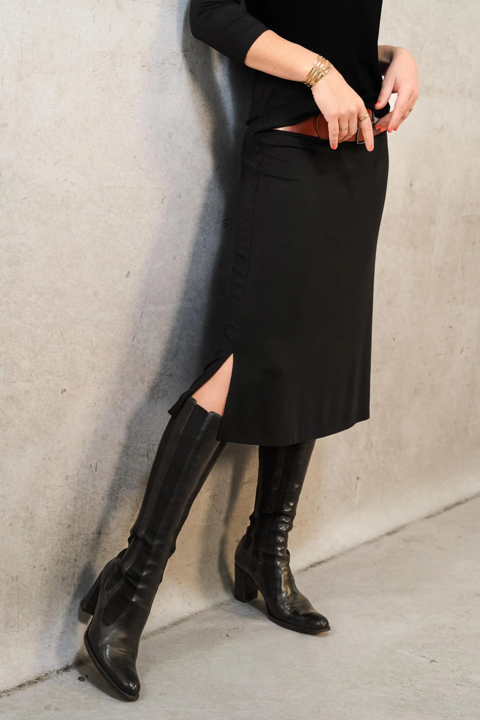 Thelma & Rose Ombeline jupe midi fendue noire taille 36
