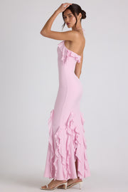 Oh Polly Mireya robe longue rose volants sirène