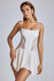Oh Polly Anniken Mini Robe Ivoire Dentelle Satin