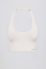 Oh Polly Define Luxe Halterneck brassière sport blanc maintien modéré