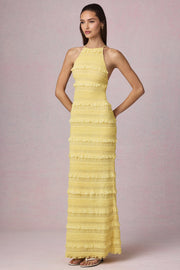 Oh Polly Tove Robe Maxi Jaune Citron Dos Nu 14224