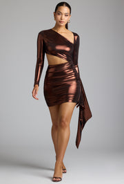 Oh Polly Dresses Nasira robe mini cuivre bronze métallisée