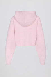 Oh Polly Knitwear BT02527 sweat capuche cropped rose Soft Pink