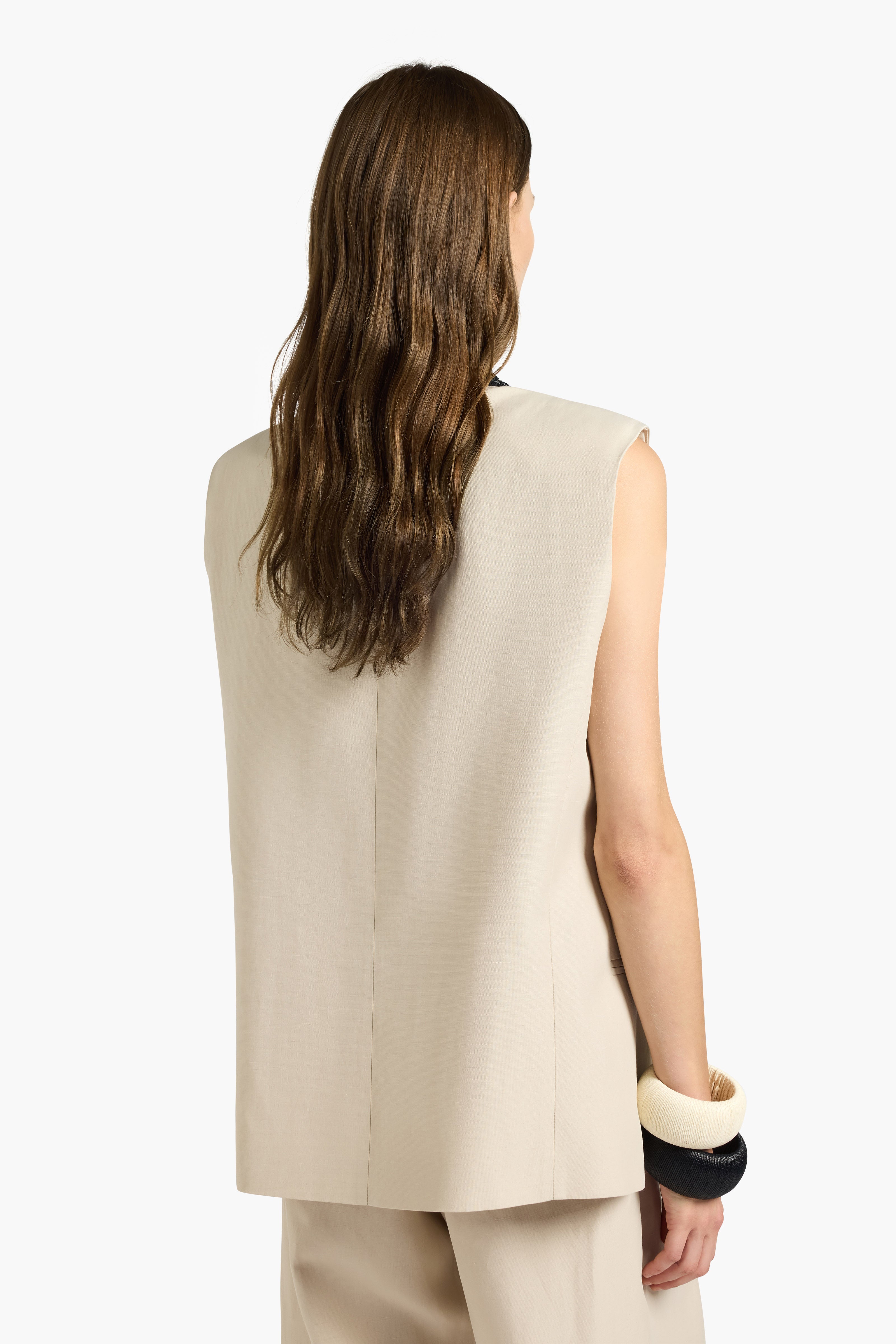 Liviana Conti Eddie gilet tailleur viscose-lin beige