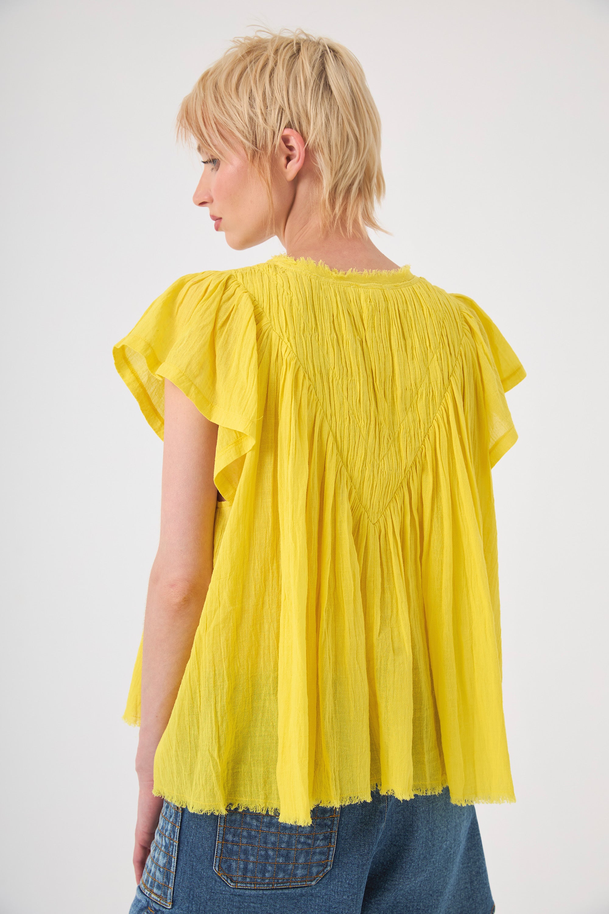 Chicosoleil Hari blouse jaune illuminating gaze coton