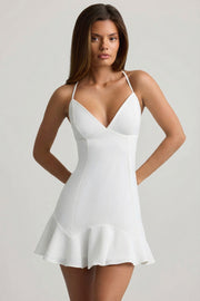 Oh Polly Daria 13772 robe mini blanche plissée dos lacé