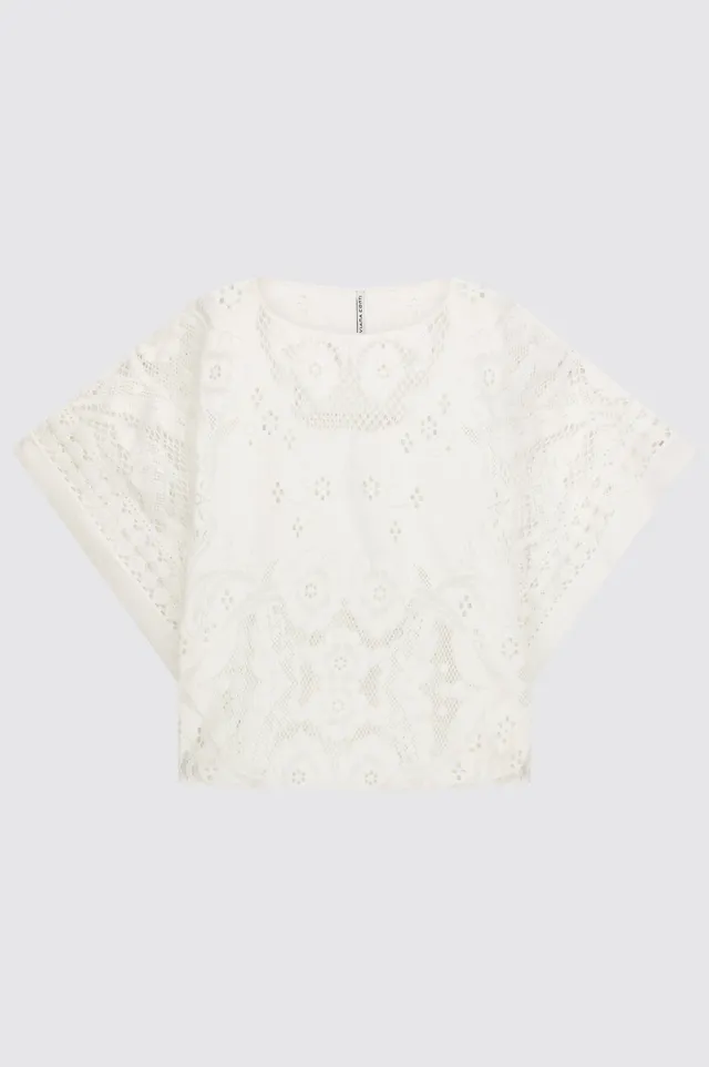 Liviana Conti Adeline top dentelle coton blanc S