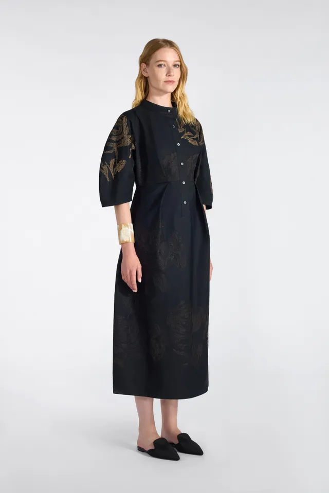 Liviana Conti Arlette robe midi coton brodé 38