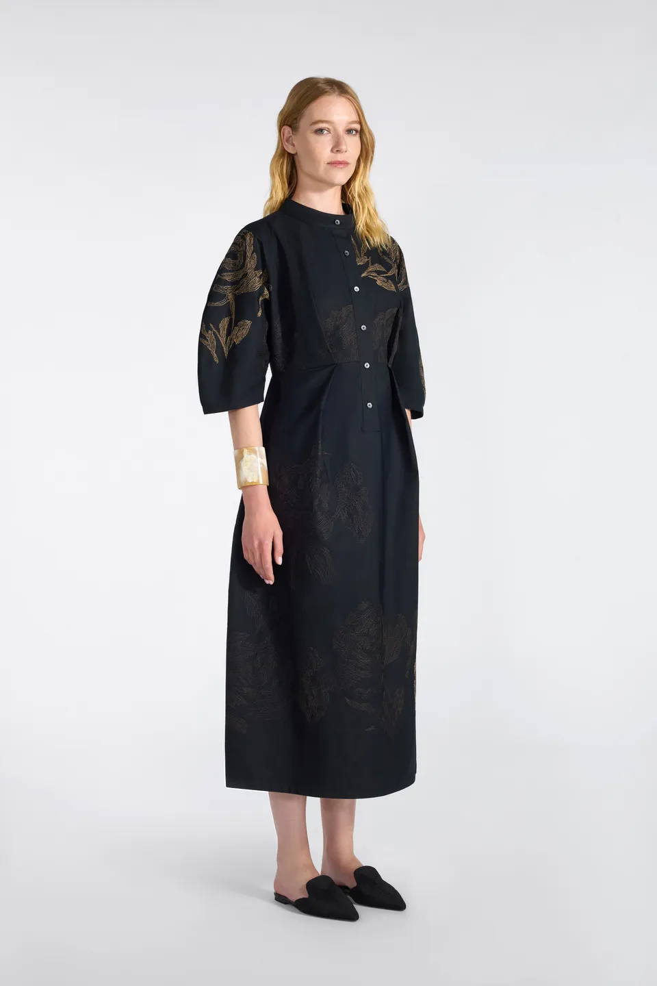 Liviana Conti Arlette robe midi coton brodé 38