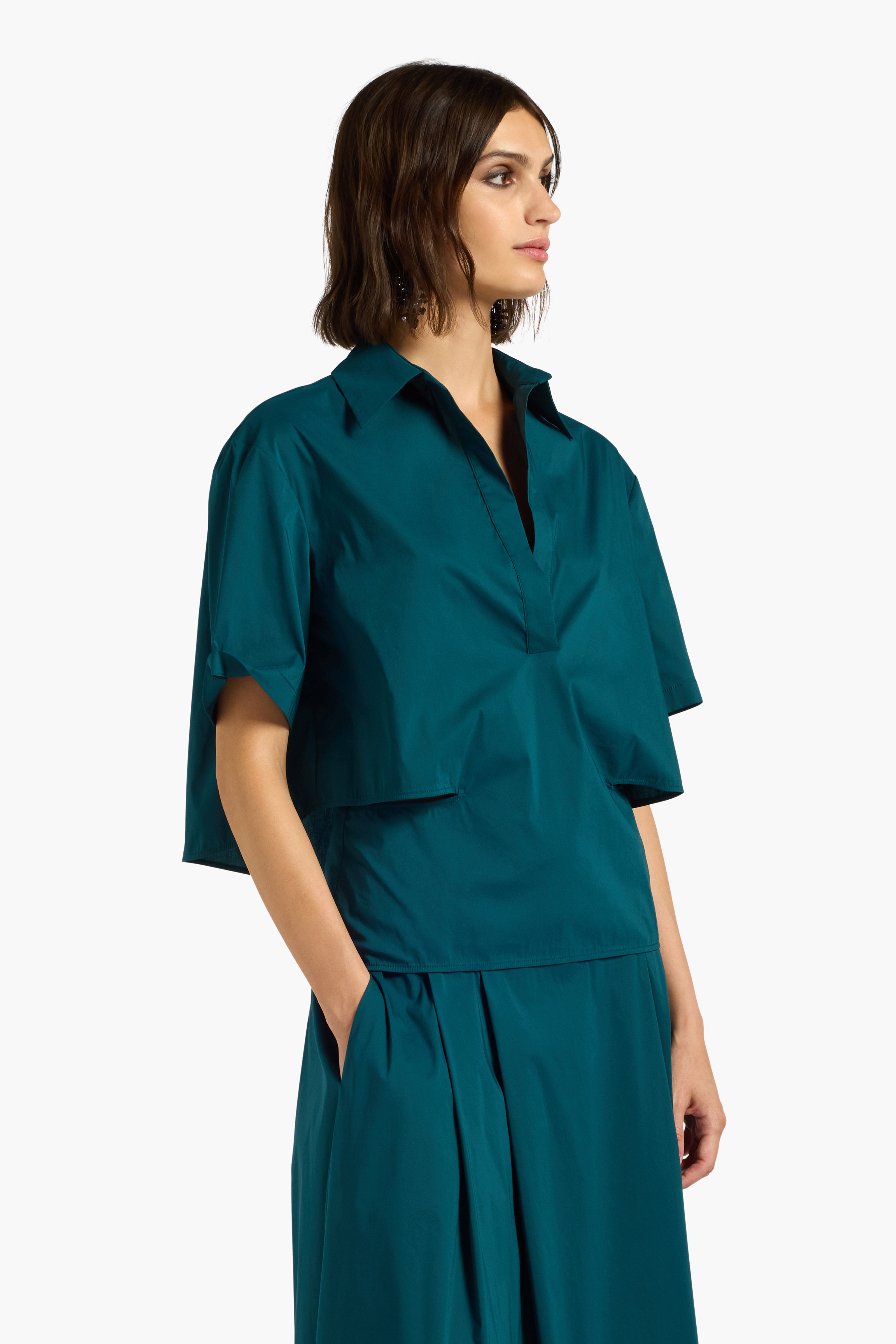 Liviana Conti Selene blouse crop EUCALIPTO popeline