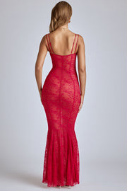 Oh Polly Dresses robe longue Marietta rouge dentelle