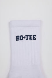 Bo+Tee Chaussettes Mi-Mollet Côtelées Blanc Coton
