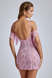 Oh Polly Eleonora 8020 robe dentelle mini rose bébé col V