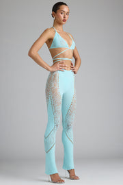 Oh Polly Stevie Pantalon flare Ice Blue strass petite