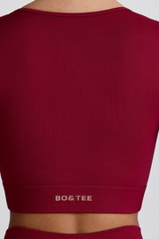 Oh Polly Super Sculpt BT2164 crop top bordeaux manches longues