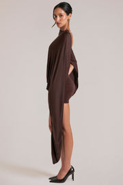 Oh Polly cape robe mini marron chocolat dos ouvert