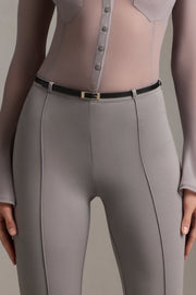 Oh Polly Trousers Althea pantalon gris évasé taille basse