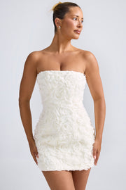 Oh Polly Azaelea robe mini bustier blanche satin fleurs
