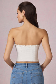 Oh Polly Tops Hania Caraco Blanc broderie anglaise