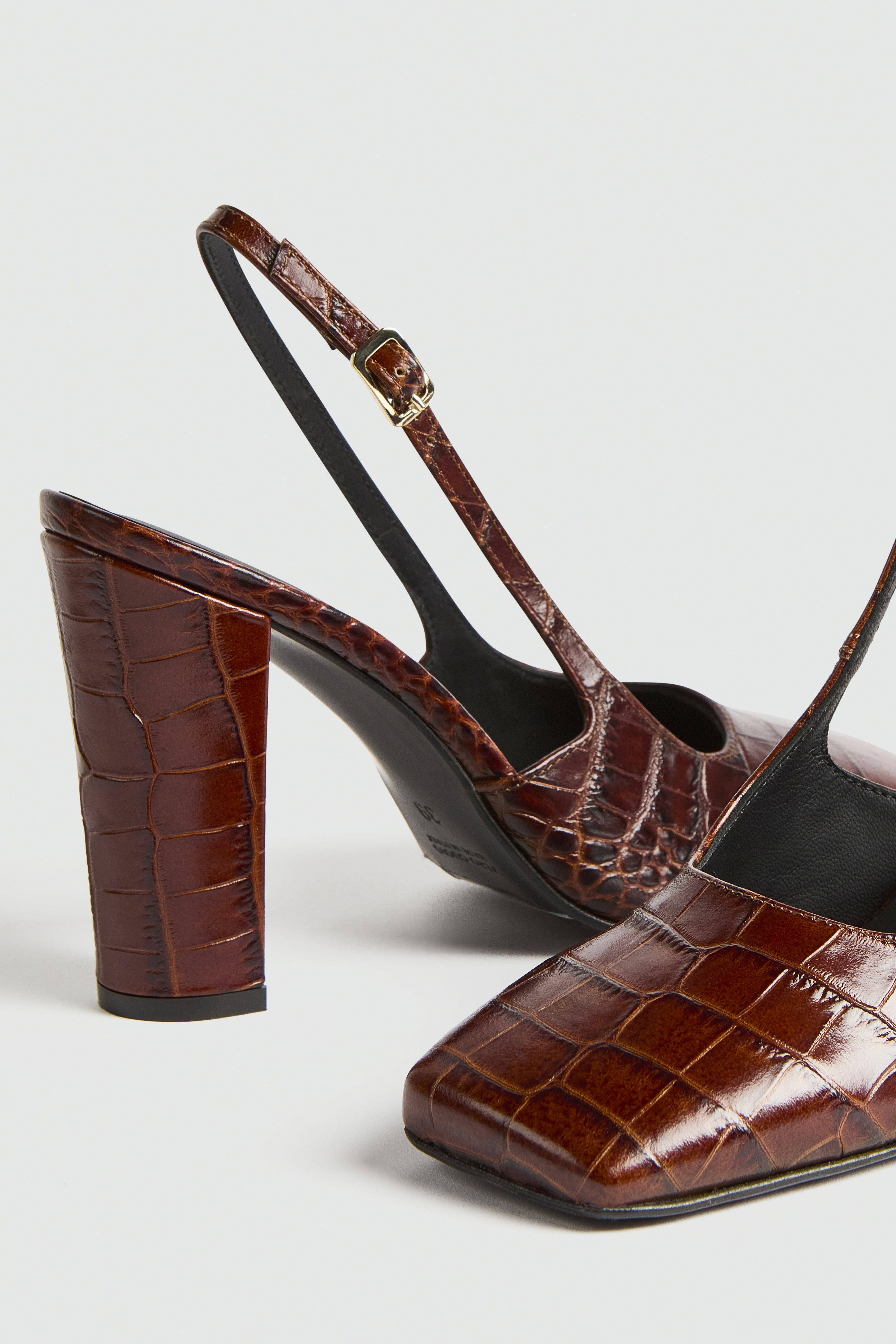 Liviana Conti Laisa Slingback Cuir Noir Croco Talon 90