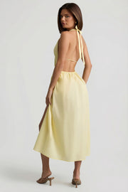 Oh Polly Aeris robe midaxi dos nu jaune citron coton