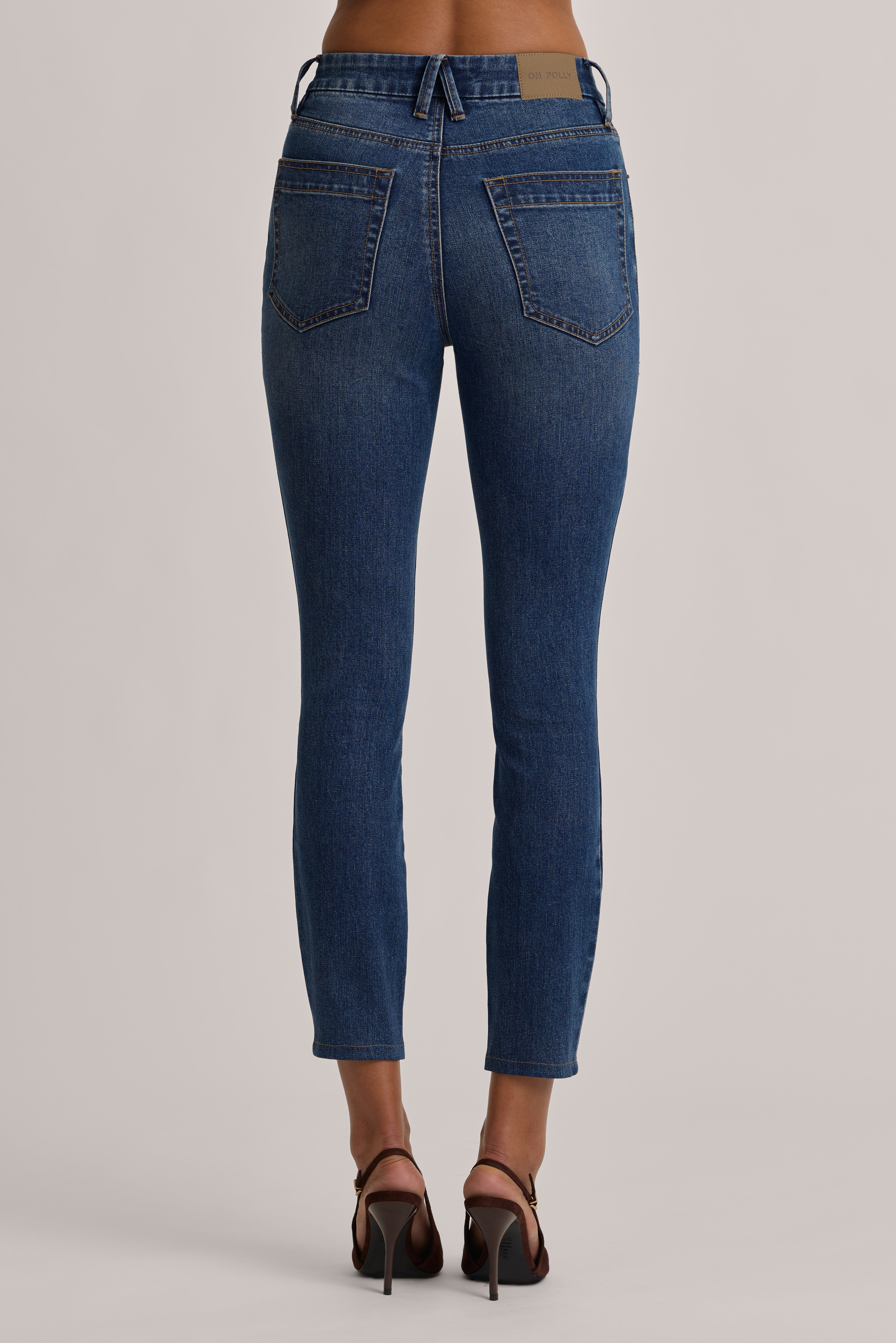 Oh Polly Trousers Kennie High-Rise Cropped Skinny jean délavé
