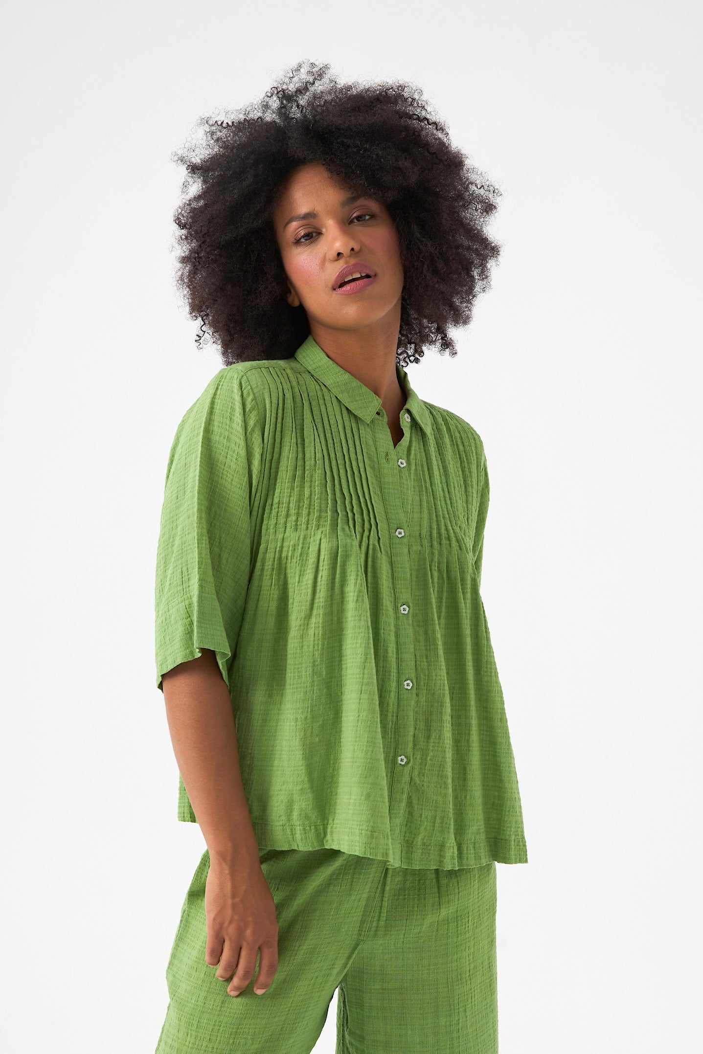 Chicosoleil Rusty blouse femme vert péridot coton viscose