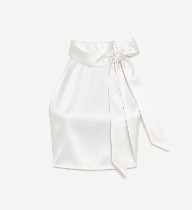 The Ethiquette Solar Top White Satin top satin soie