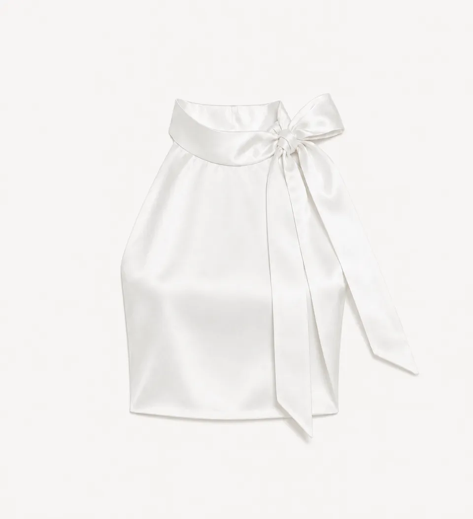 The Ethiquette Solar Top White Satin top satin soie