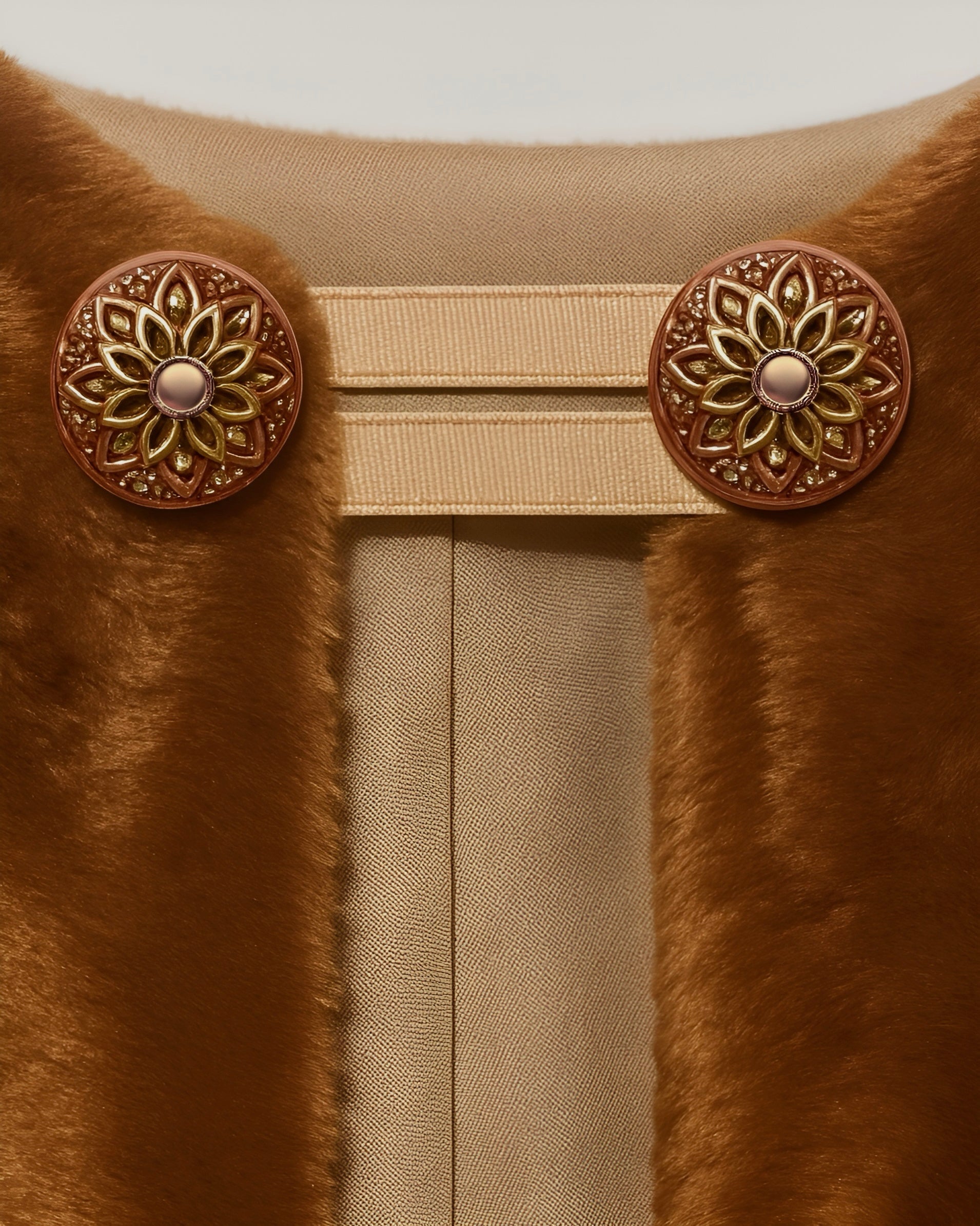 The Ethiquette Galant cape longue fausse fourrure camel