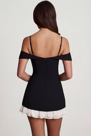 Oh Polly 14564B Robe Mini Noire Épaules Dénudées