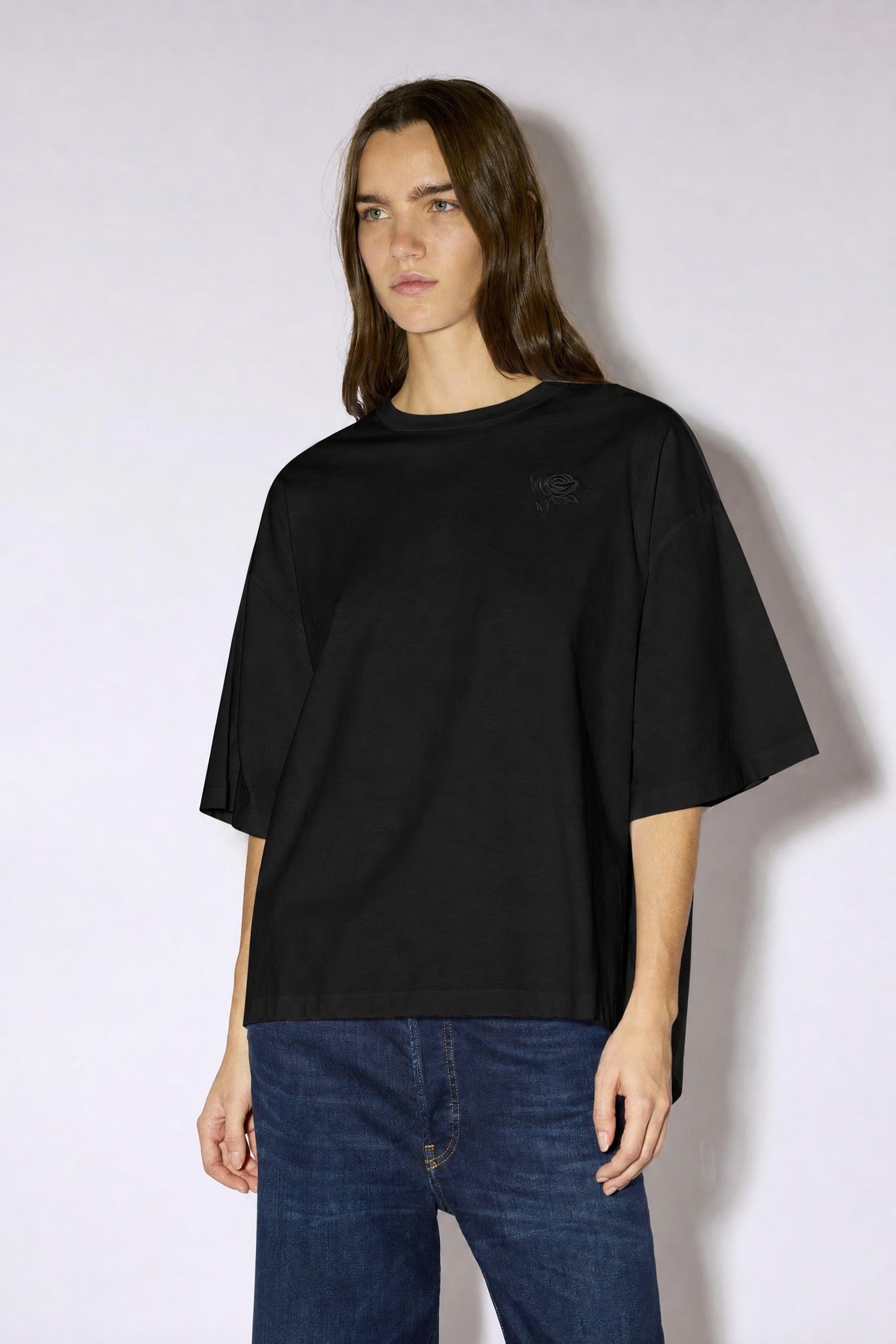 Liviana Conti Ivory t-shirt blanc broderie rose