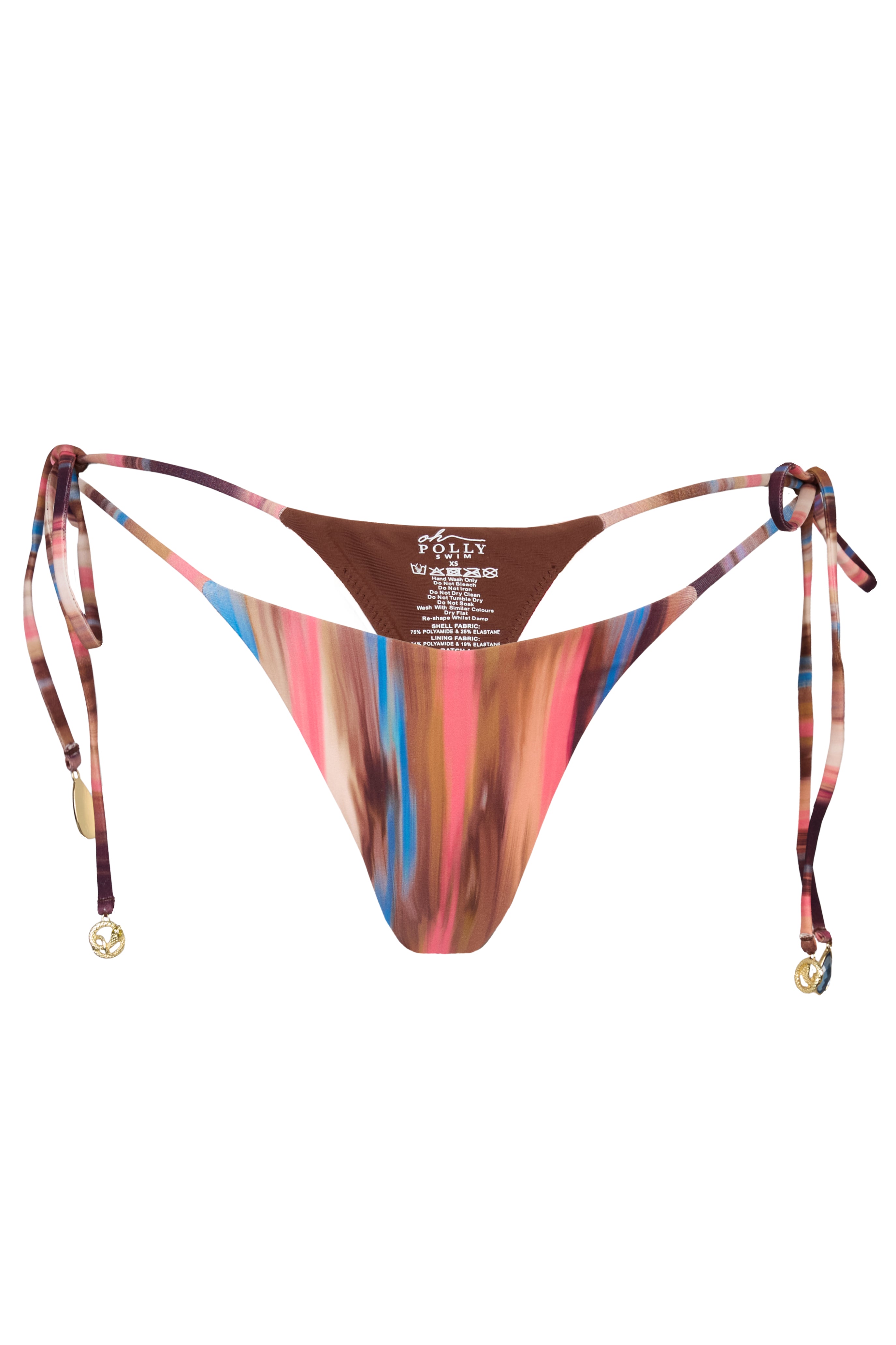 Oh Polly Candie Bas de Bikini String Rayé à Nouer Taille S