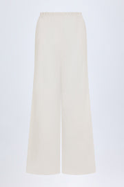 Oh Polly Dalila Pantalon Large Blanc Coton Poplin Poches