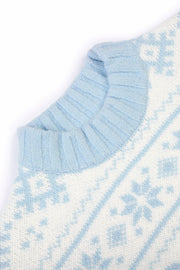 Oh Polly Knitwear Pull Jacquard Oversize Bleu Poudre Laine