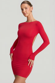 Oh Polly Lyla robe mini rouge cerise dos nu