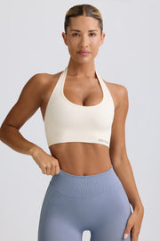 Oh Polly Define Luxe Halterneck brassière sport blanc maintien modéré