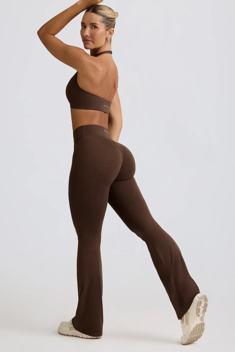 Oh Polly Bo+Tee pantalon flare pecan marl jersey
