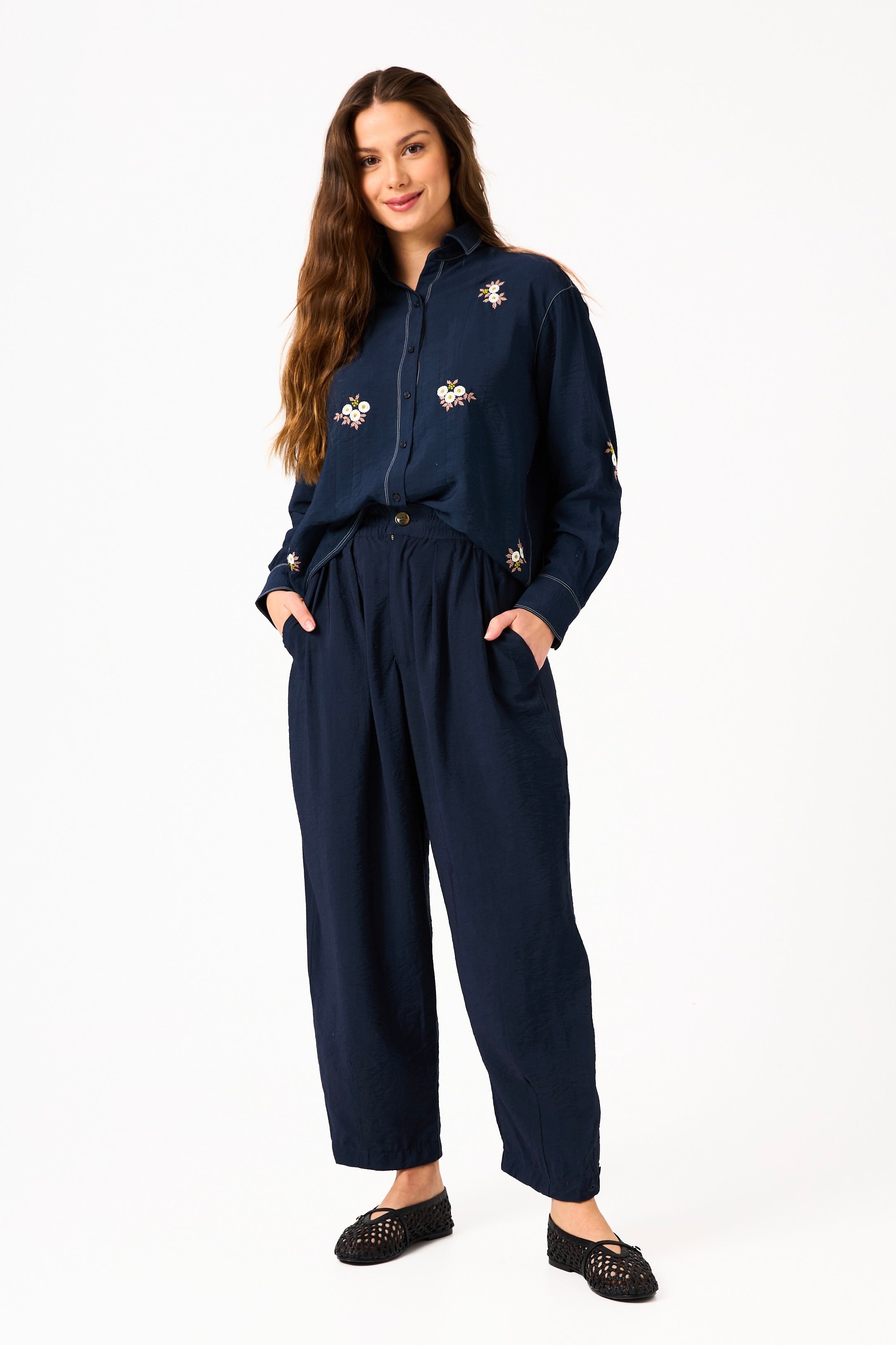 Chicosoleil Aïko pantalon large bleu indigo viscose