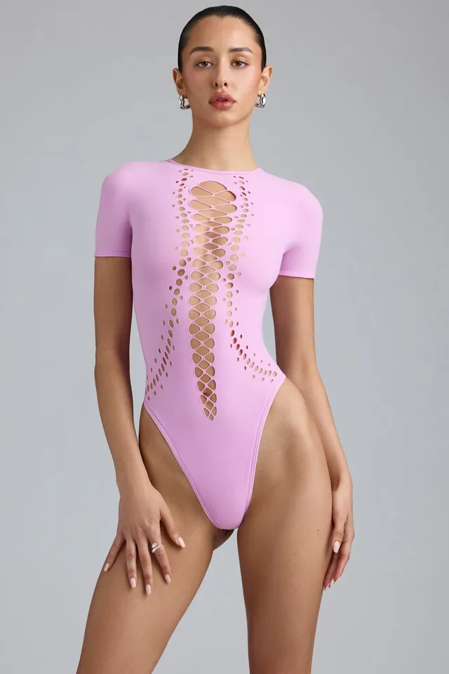Oh Polly Raine Body Lacets Rose Violet Moulant