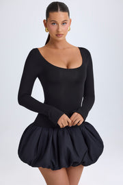 Oh Polly Delphi robe mini noire modal taille basse bubble