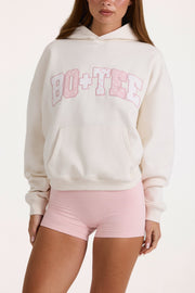Oh Polly Oversized Applique Hoodie sweat femme ivoire BT11301
