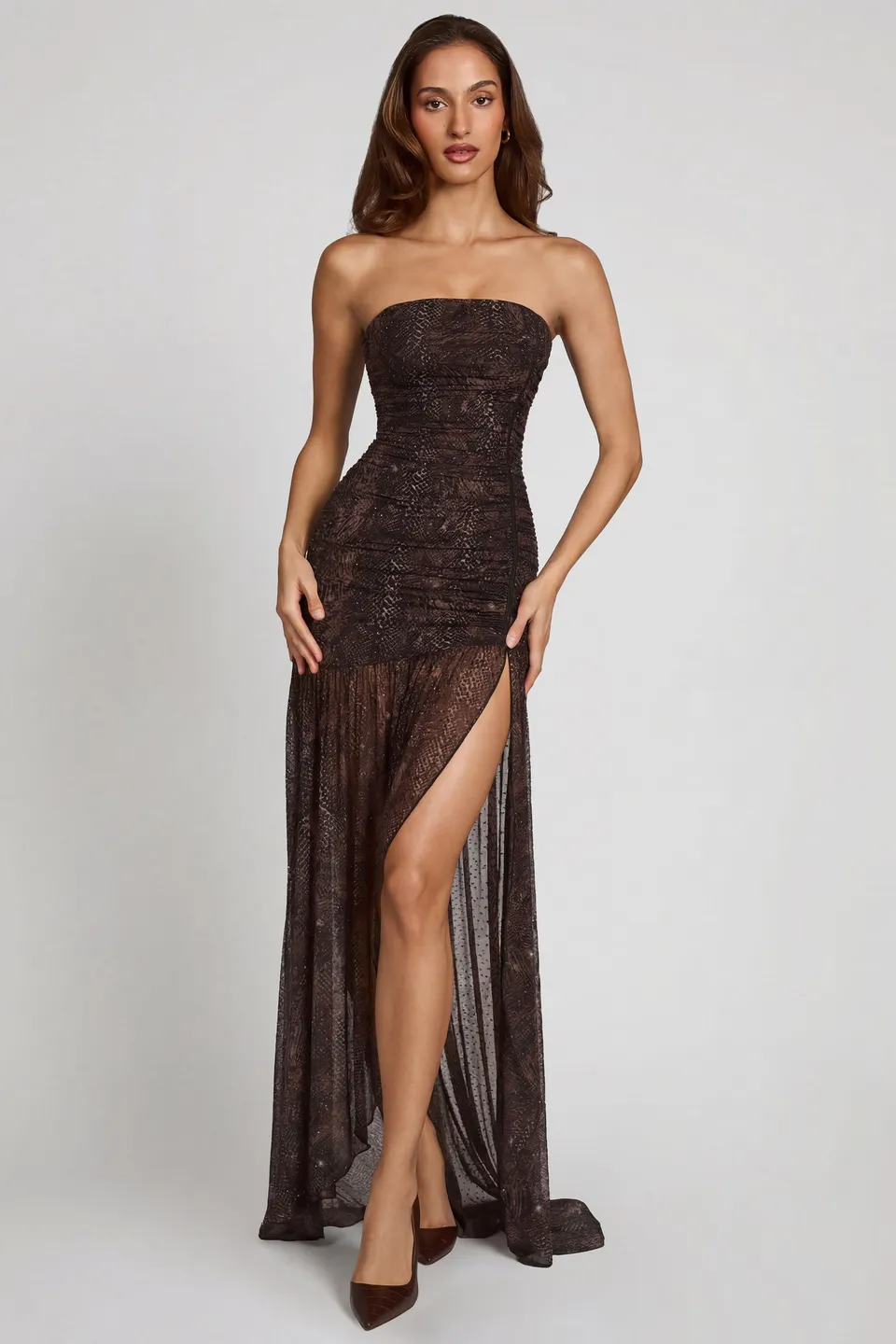 Oh Polly Ersilia 14504B robe maxi snake strass bandeau