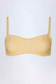 Oh Polly Swim Haut de Bikini Bandeau Jaune Vichy Volants