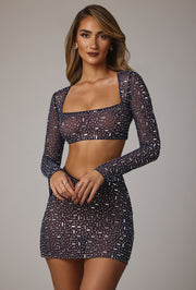 Oh Polly Embellished Thalassa 8317 jupe marine strass