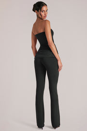 Oh Polly Trousers pantalon noir mi-taille micro-flare