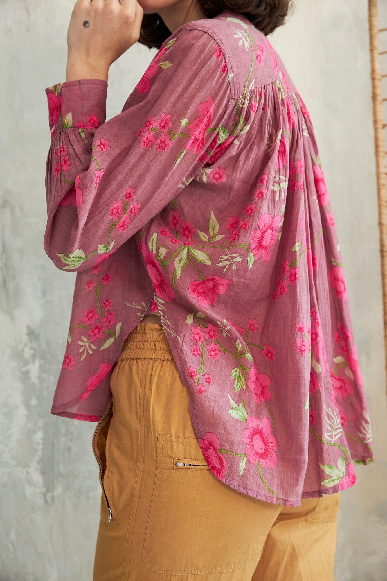 Chicosoleil Meera chemise rose garden violine coton